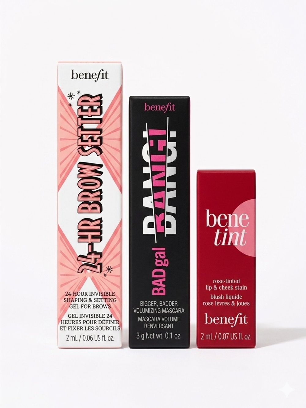 Benefit Cosmetics Brow Setter + Mascara + Lip / Cheek Stain Travel Minis Set NWT